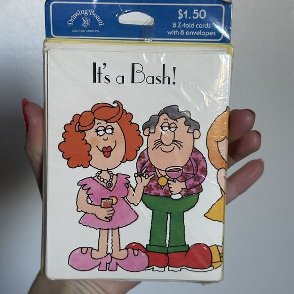 Vintage It’s A Bash Invitation Cards Set 80s Retro NEW - Picture 2 of 4